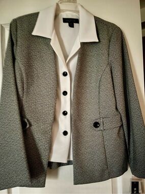 Perceptions Black and White Houndstooth Blazer